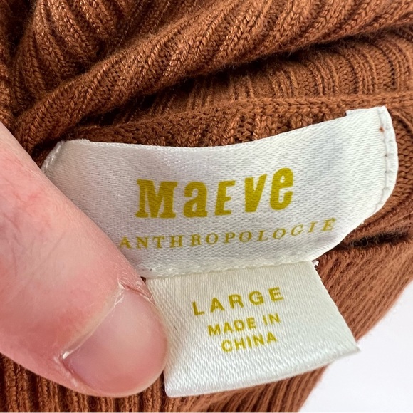 Anthropologie Maeve Terracotta Ribbed Turtleneck Sweater Size L - Picture 4 of 6